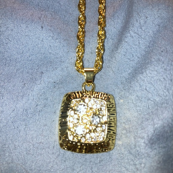 Jewelry - Pittsburgh Steelers Gold-Tone Square Crystal Pendant Necklace - Women Jewelry
